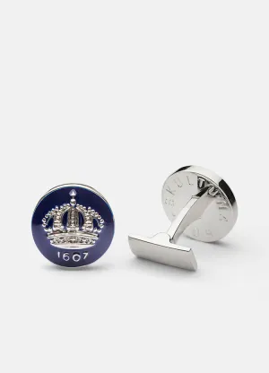 Cufflinks | Skultuna Crown | Silver Plated | Royal Blue