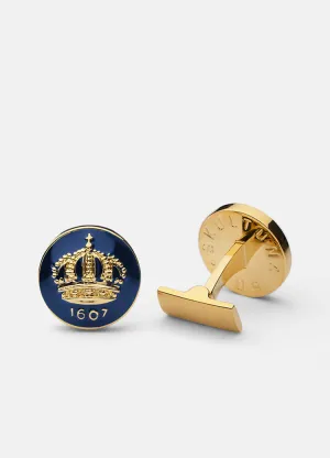 Cufflinks | The Skultuna Crown Gold | Royal Blue