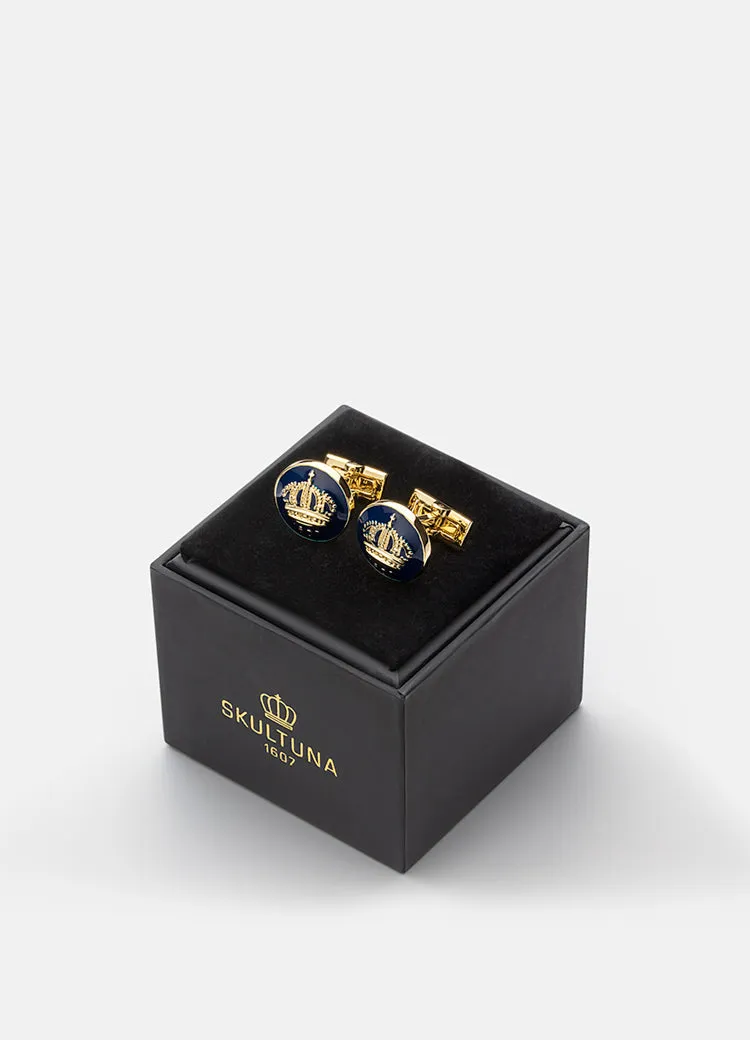 Cufflinks | The Skultuna Crown Gold | Royal Blue