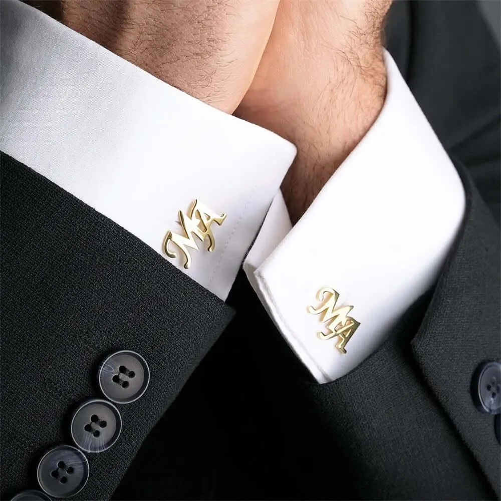 Custom Initials Cufflinks for Men in Stainless Steel
