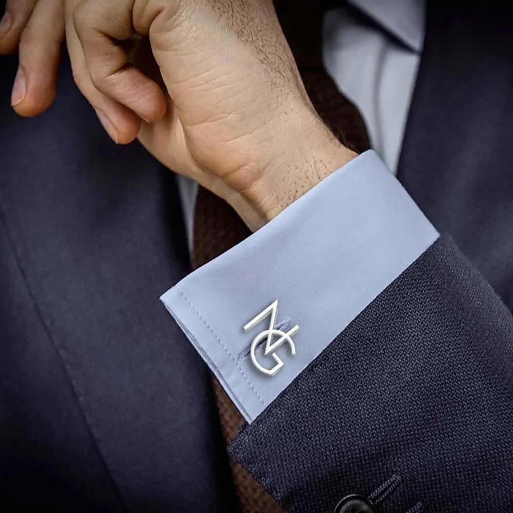 Custom Initials Cufflinks for Men in Stainless Steel