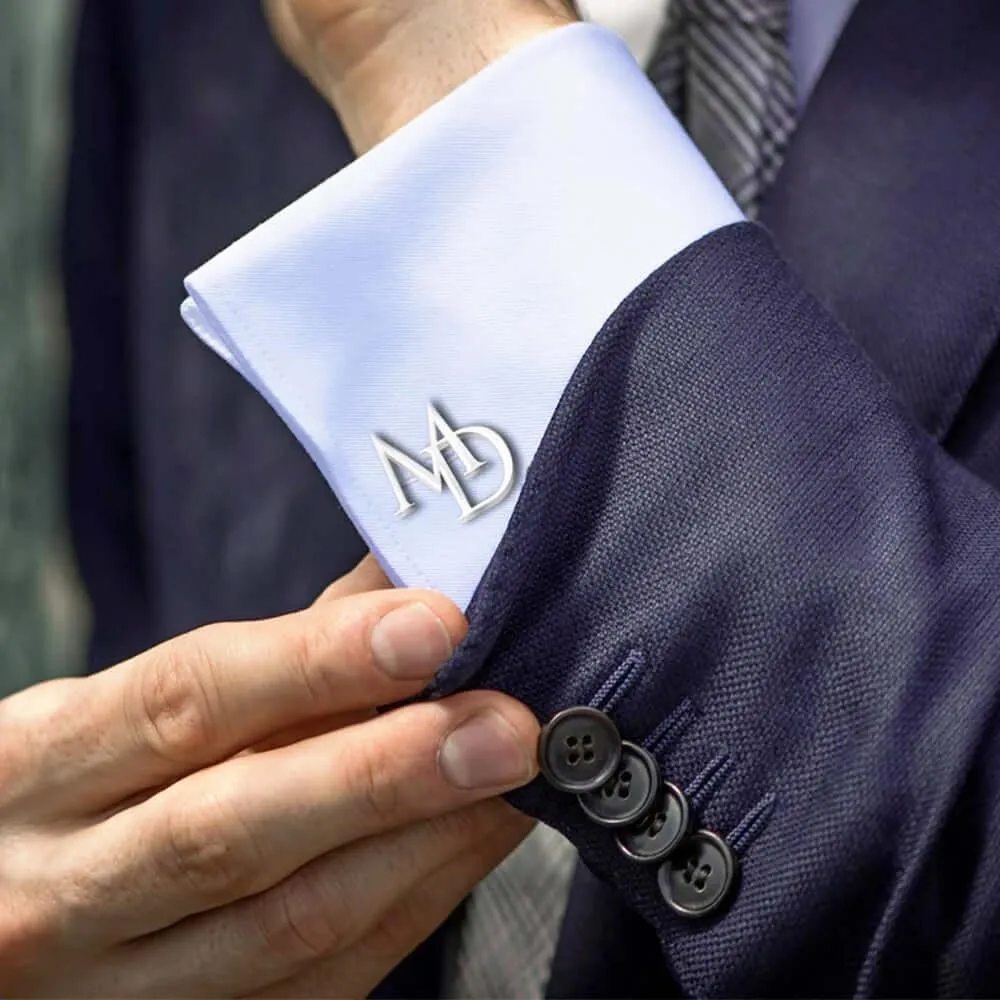 Custom Initials Cufflinks for Men in Stainless Steel