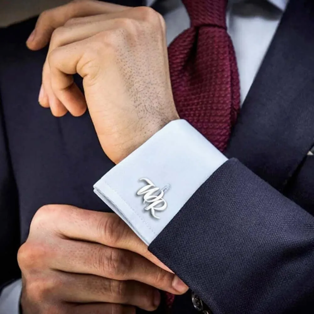 Custom Initials Cufflinks for Men in Stainless Steel
