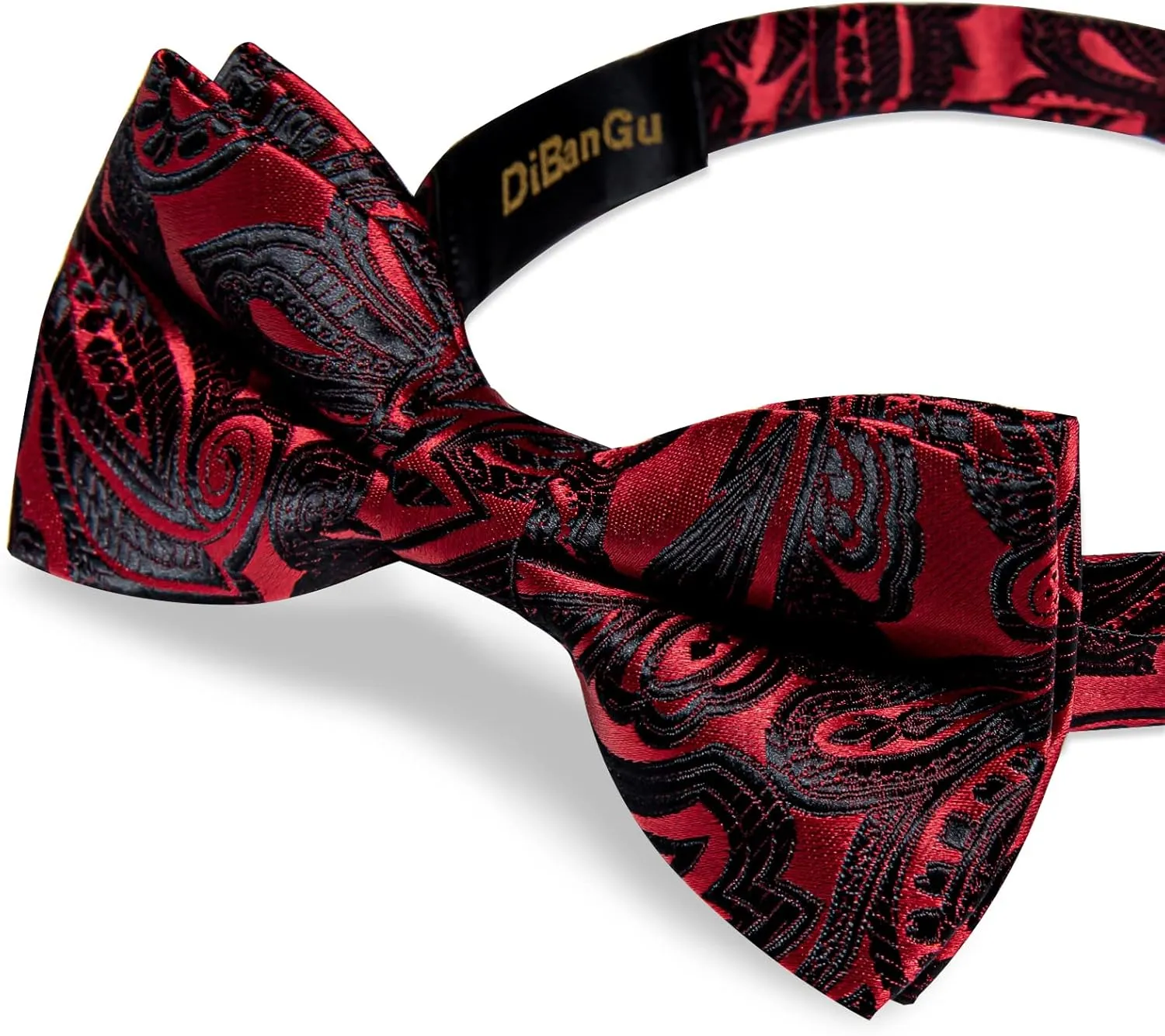 DiBanGu Paisley Pre-Tied Bow Ties for Men Silk Adjustable Bowtie and Pocket Square Cufflinks for Wedding Party