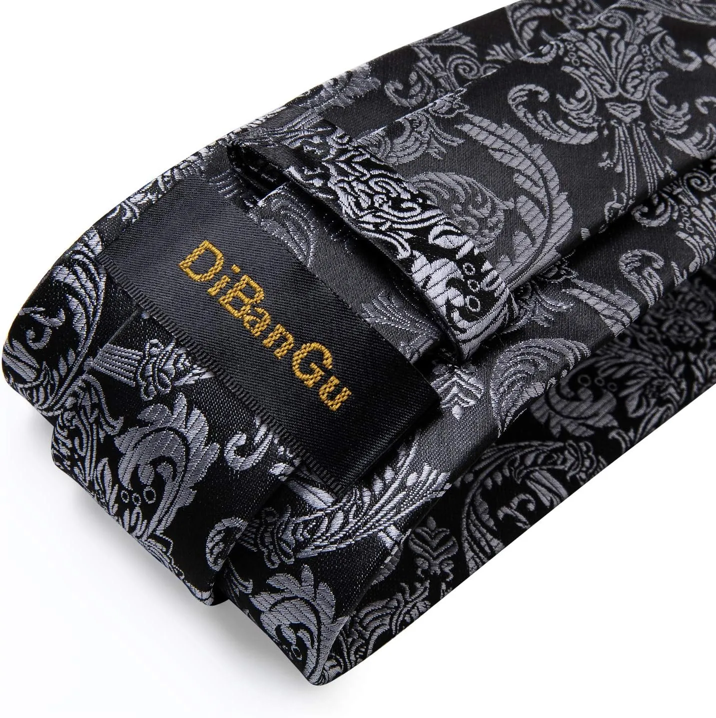 DiBanGu Paisley Ties for Men Silk Necktie and Pocket Square Cufflinks Tie Clip Set Woven Classic Mens Tie for Wedding Party