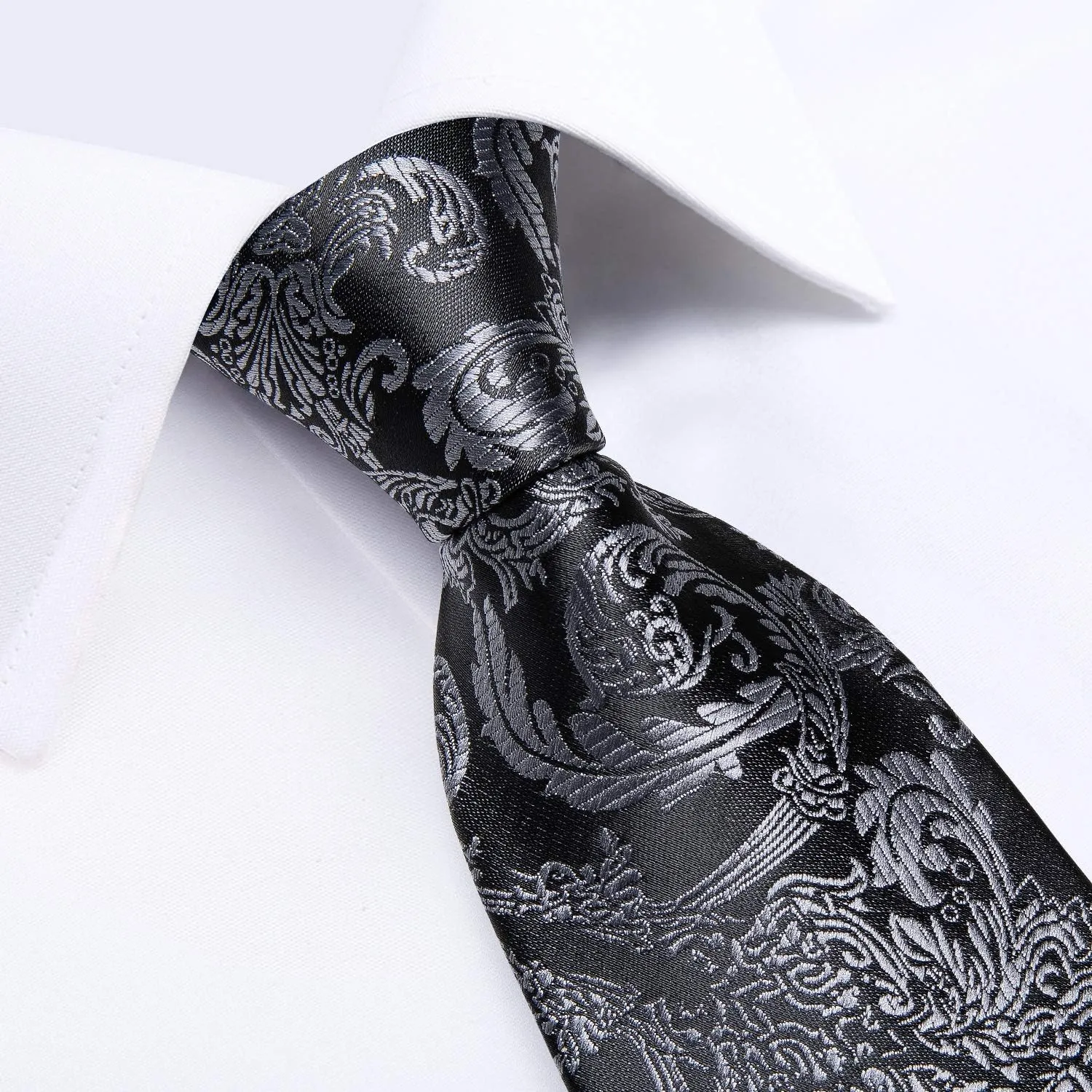 DiBanGu Paisley Ties for Men Silk Necktie and Pocket Square Cufflinks Tie Clip Set Woven Classic Mens Tie for Wedding Party