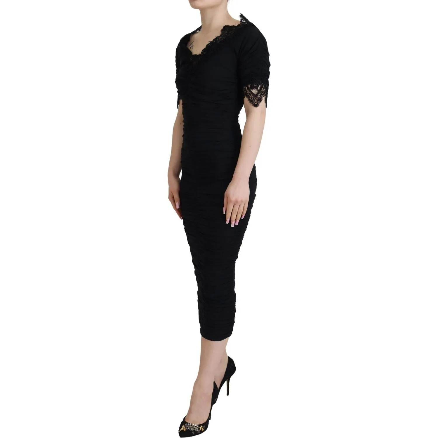 Dolce & Gabbana Elegant Sheath Short Sleeve Midi Dress