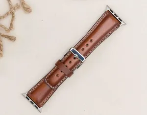 Full Grain Leather Burnished Tan Band for Apple Watch