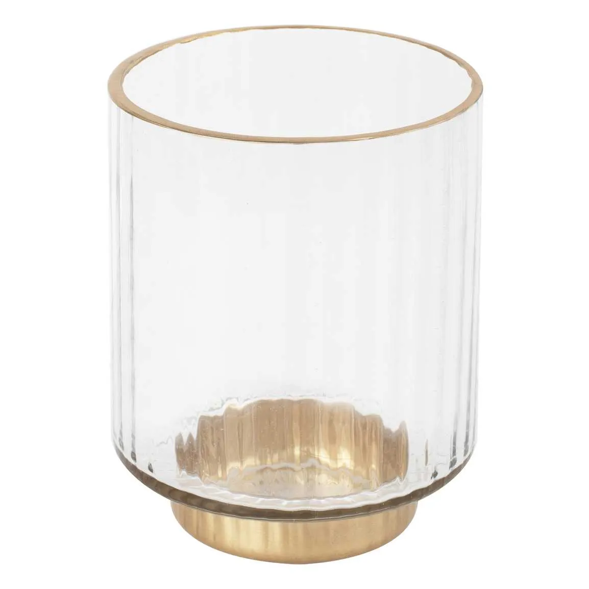 Glass Votive Candle Holder with Gold Rim 10cm