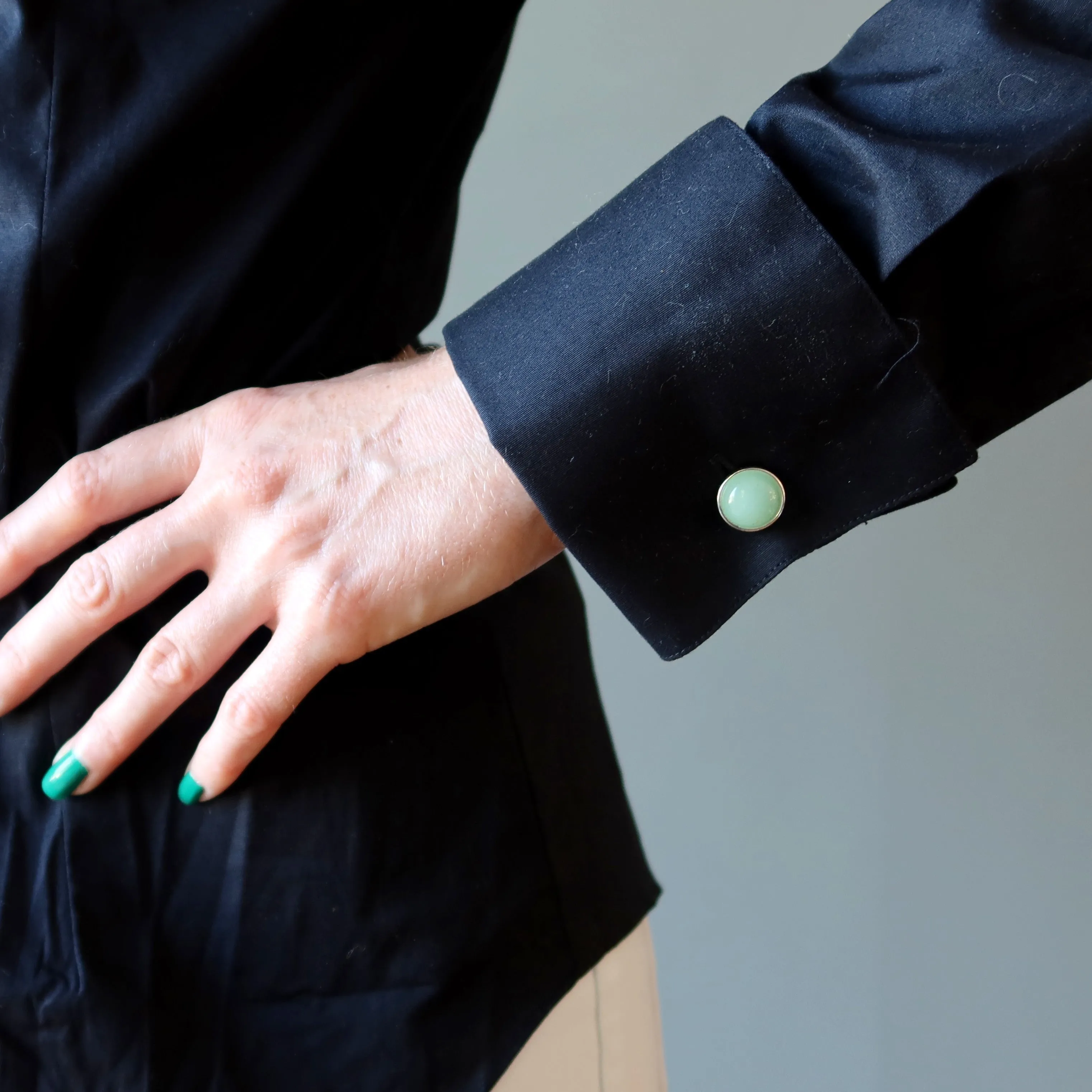 Green Aventurine Cufflinks Dress for Success Elite Gems in Silver