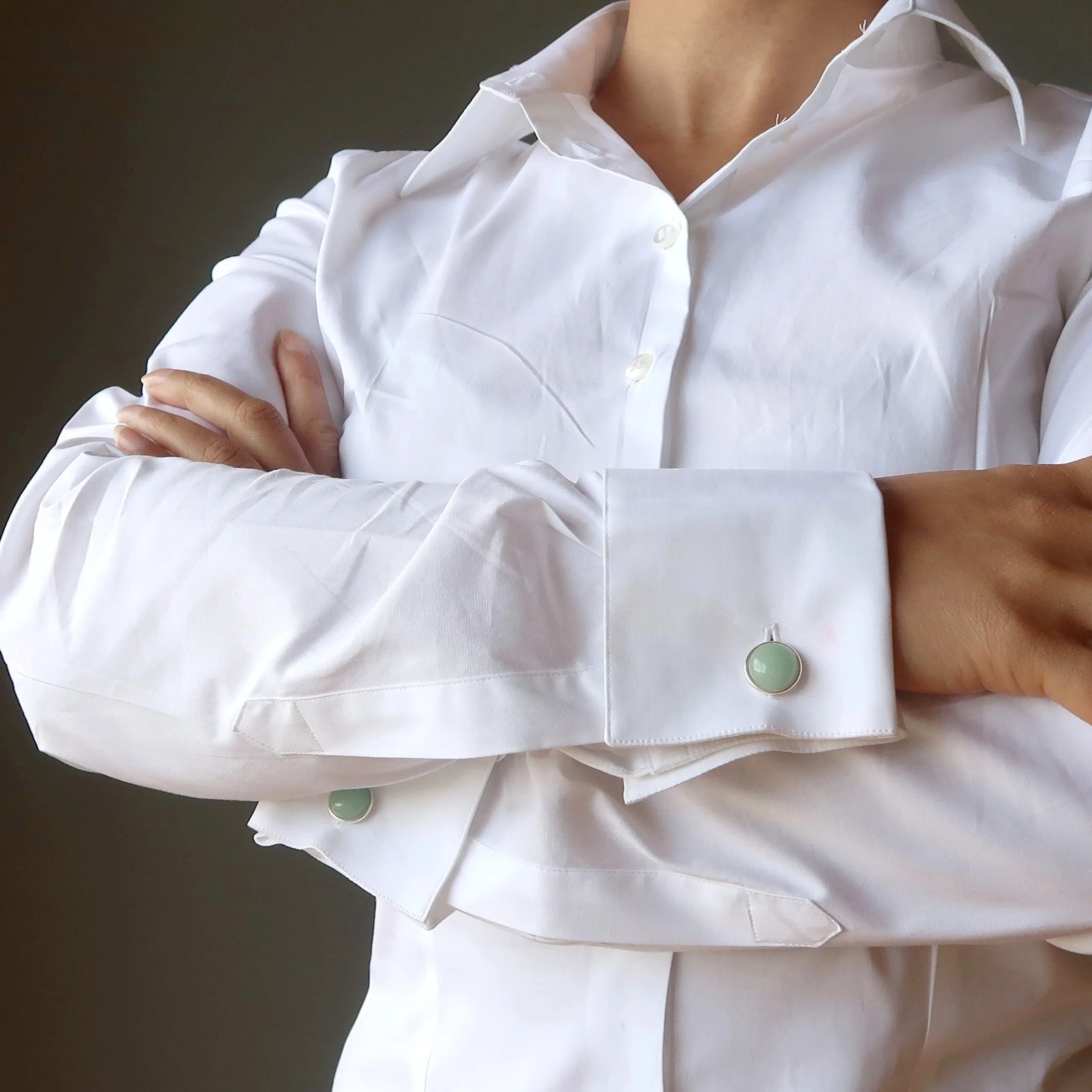 Green Aventurine Cufflinks Dress for Success Elite Gems in Silver
