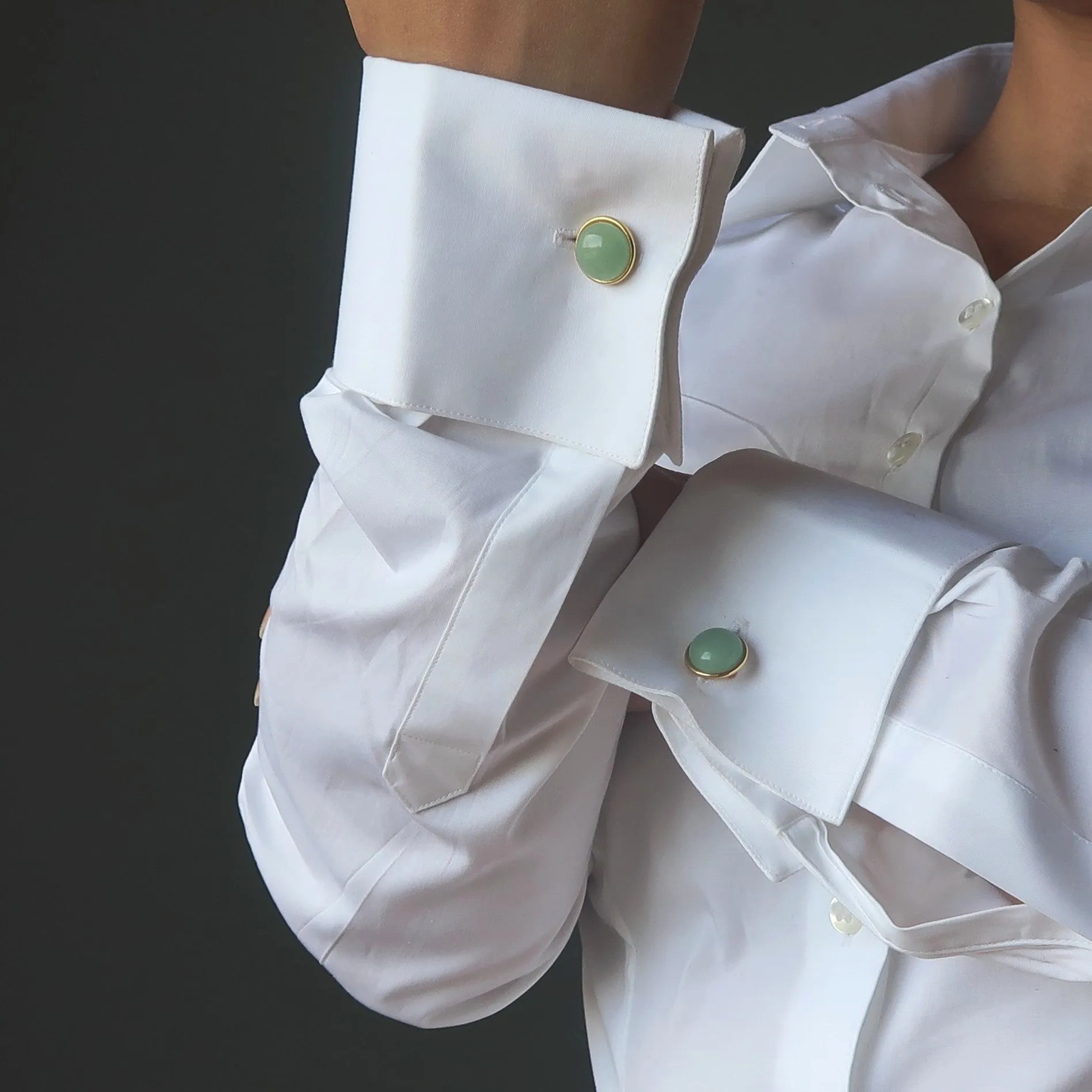 Green Aventurine Cufflinks Money Energy Go for Gold Gemstones