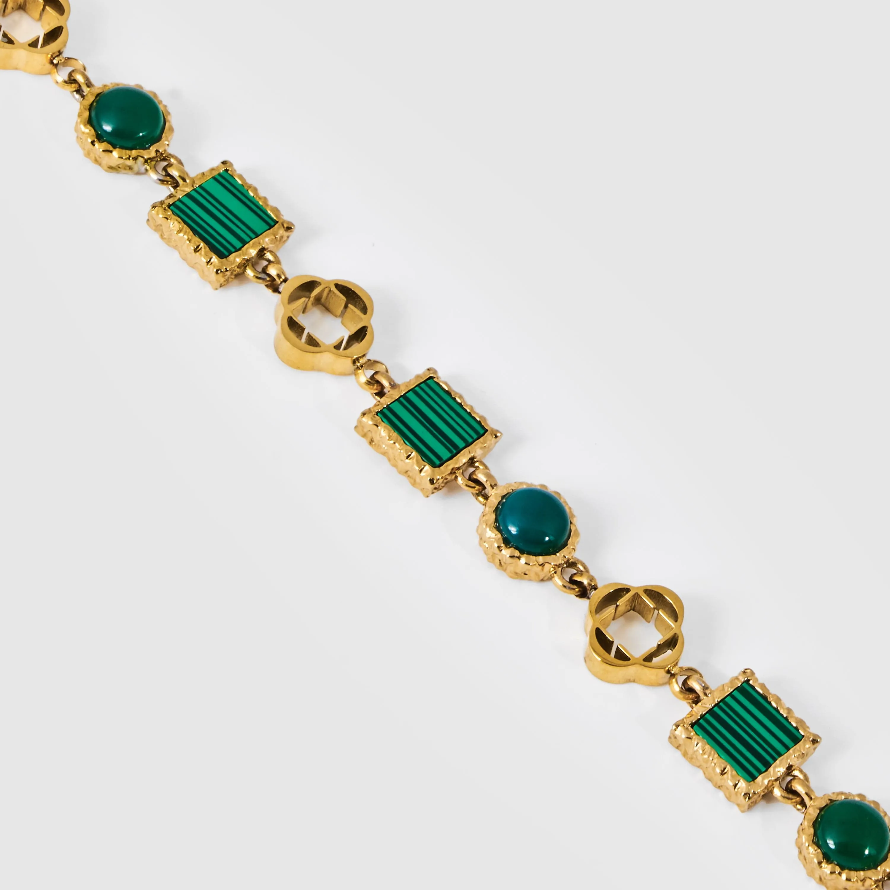 Green Quartz Gemstone Bracelet (Gold)