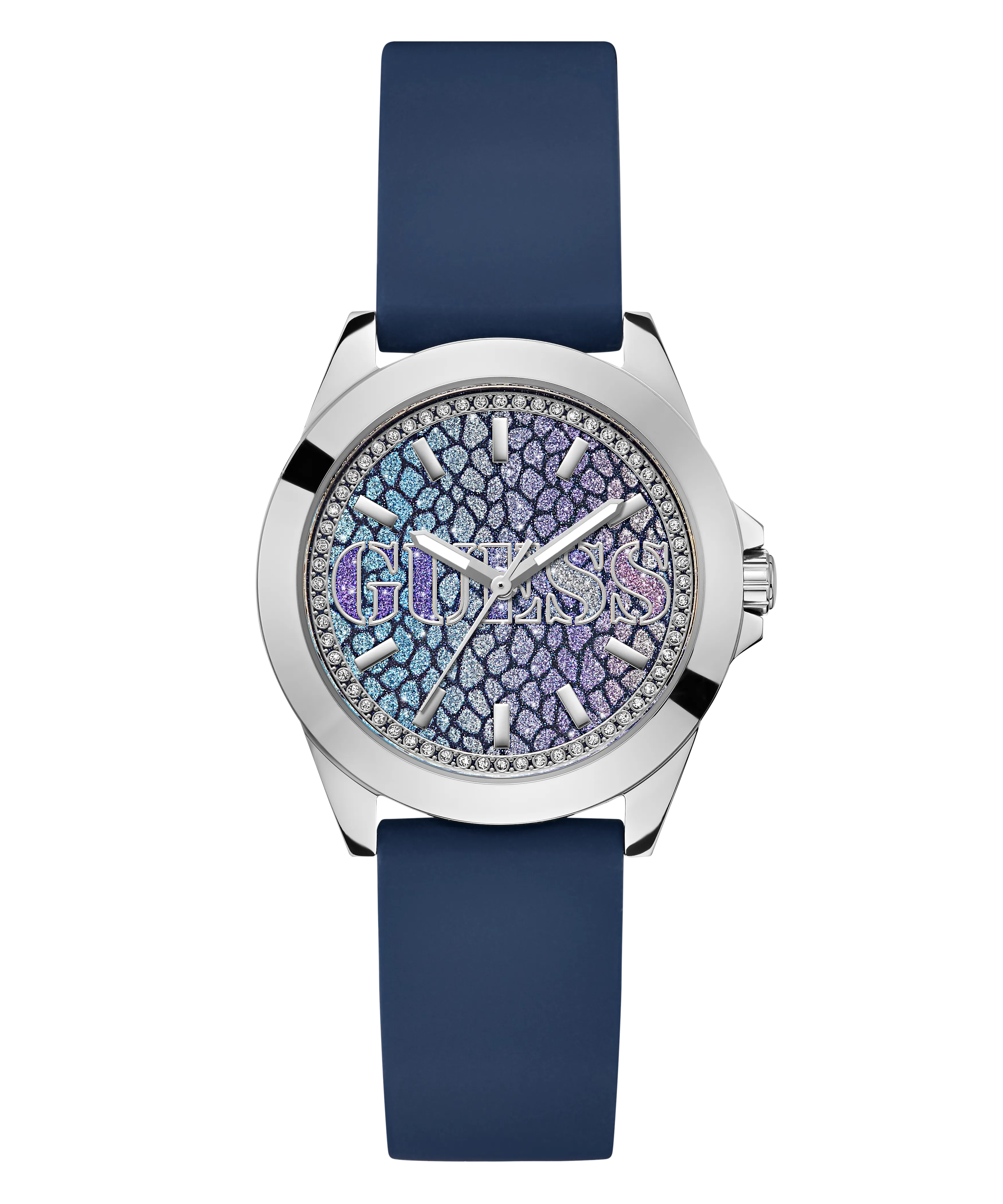 GUESS Ladies Blue Silver Tone Analog Watch