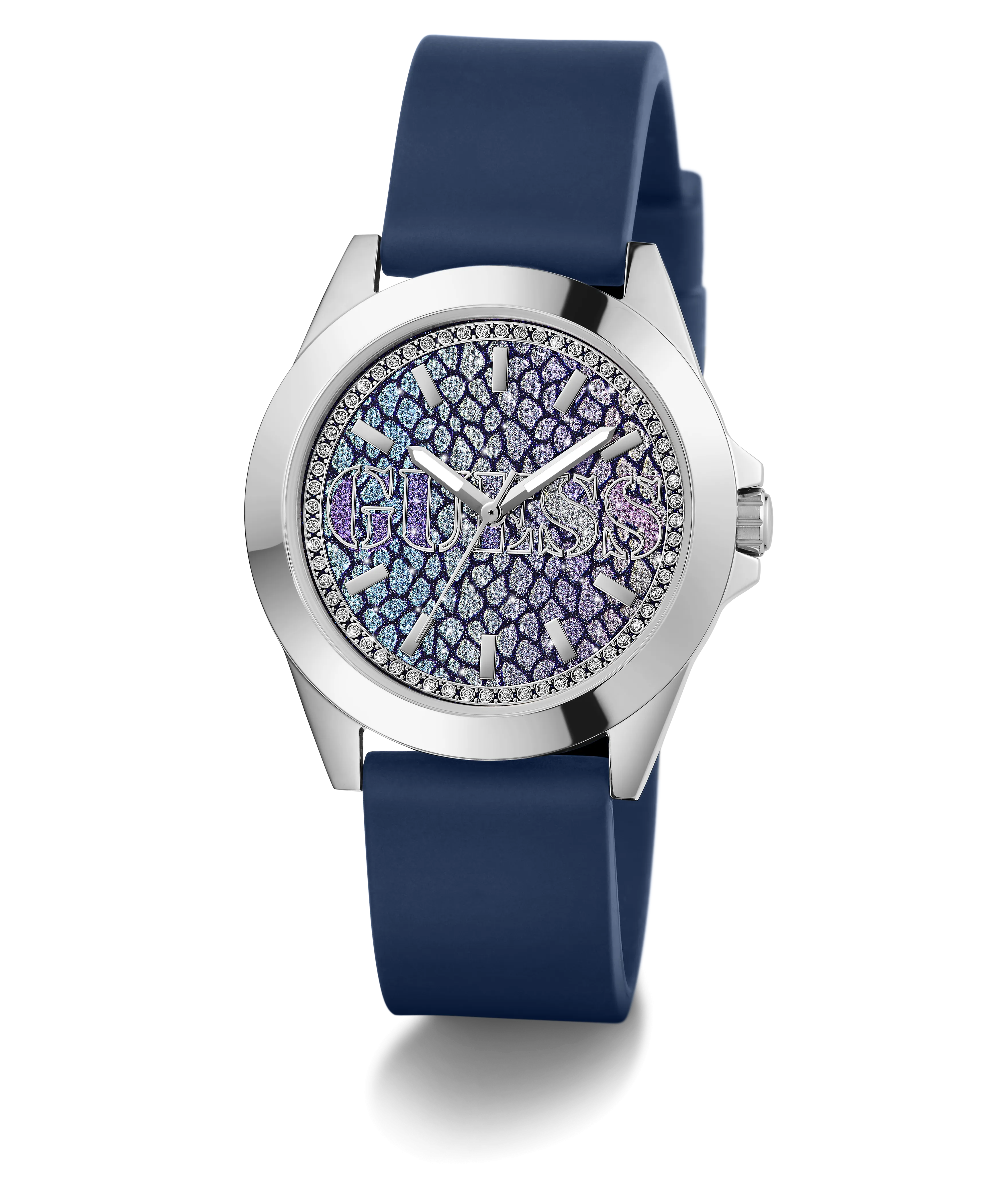 GUESS Ladies Blue Silver Tone Analog Watch
