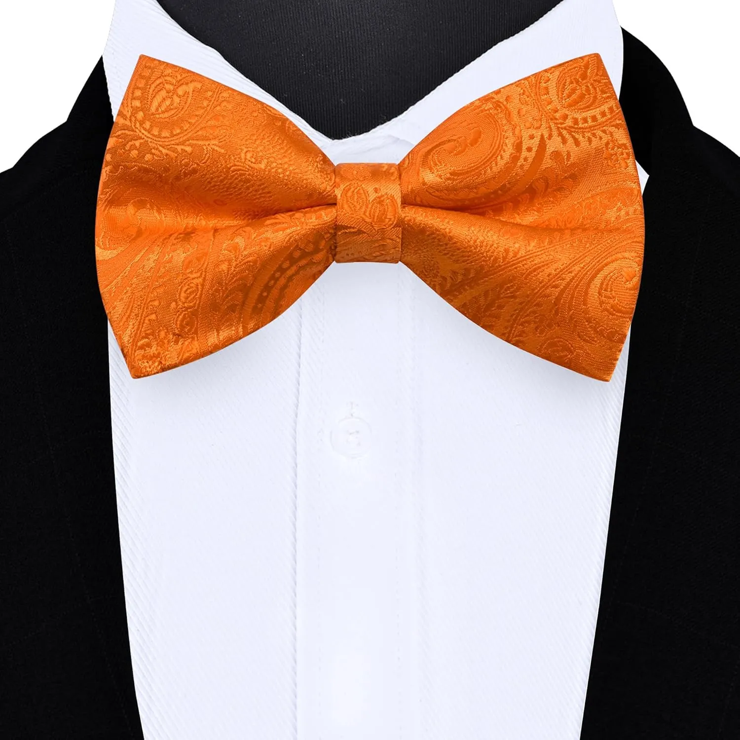 GUSLESON Mens Paisley Pre-Tied Bow Tie Handkerchief Jacquard Woven Adjustable Bowties Pocket Square Cufflinks Set