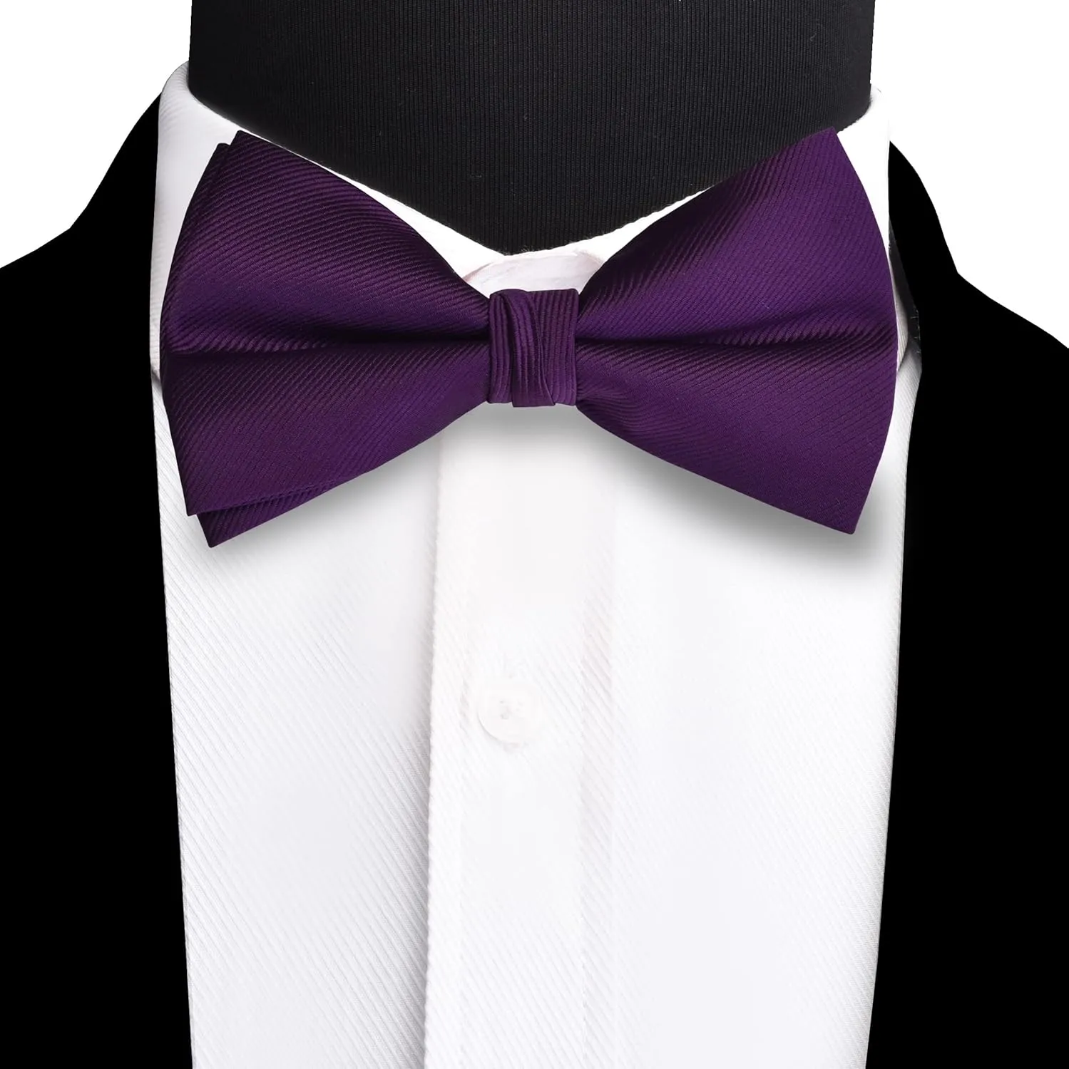GUSLESON Mens Solid Color Jacquard Woven Adjustable Pre-tied Bow Tie and Pocket Square Cufflink Set with Gift Box