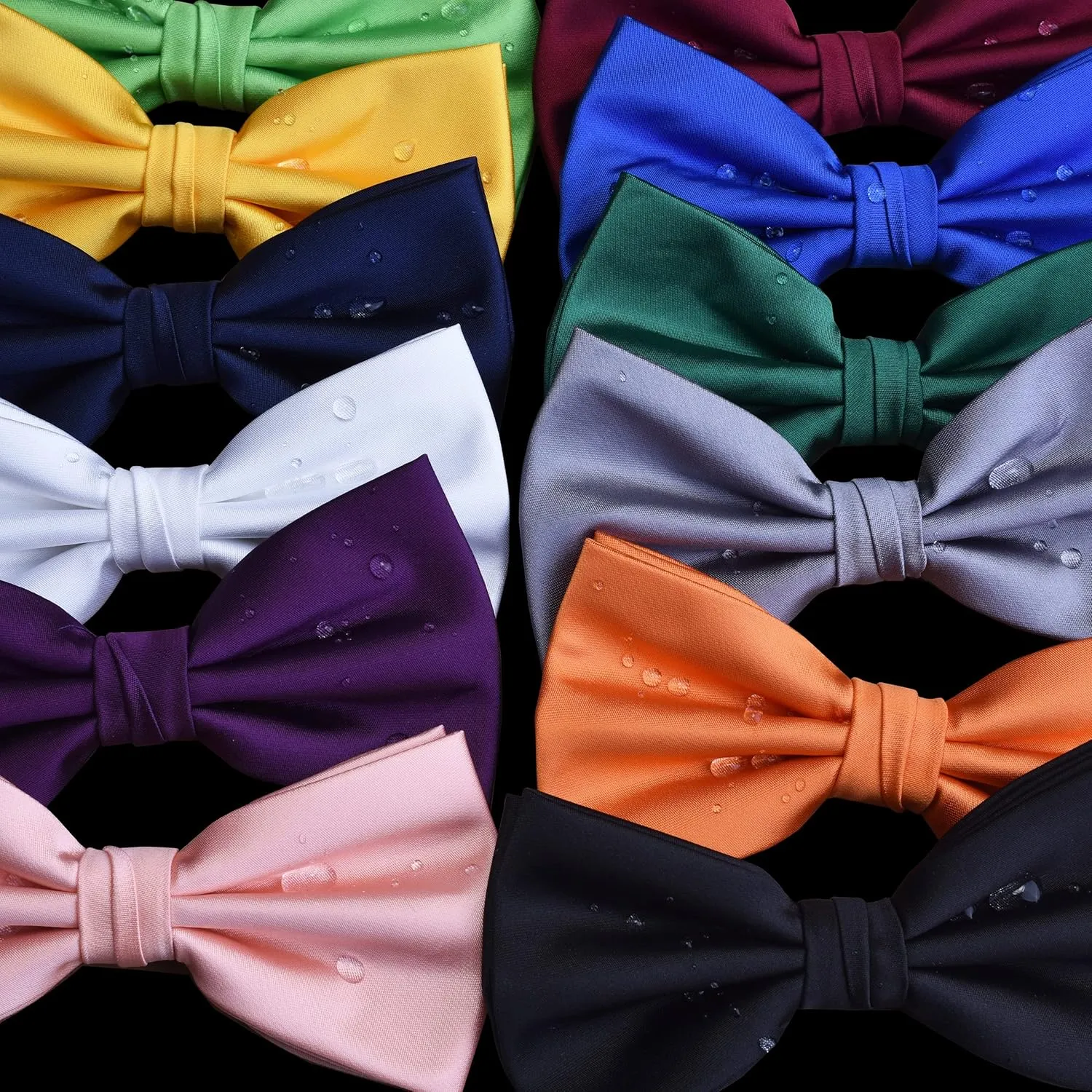 GUSLESON Solid Color Unusual Wrapping Adjustable Pre-tied Bow Tie and Pocket Square Cufflink Set with Gift Box