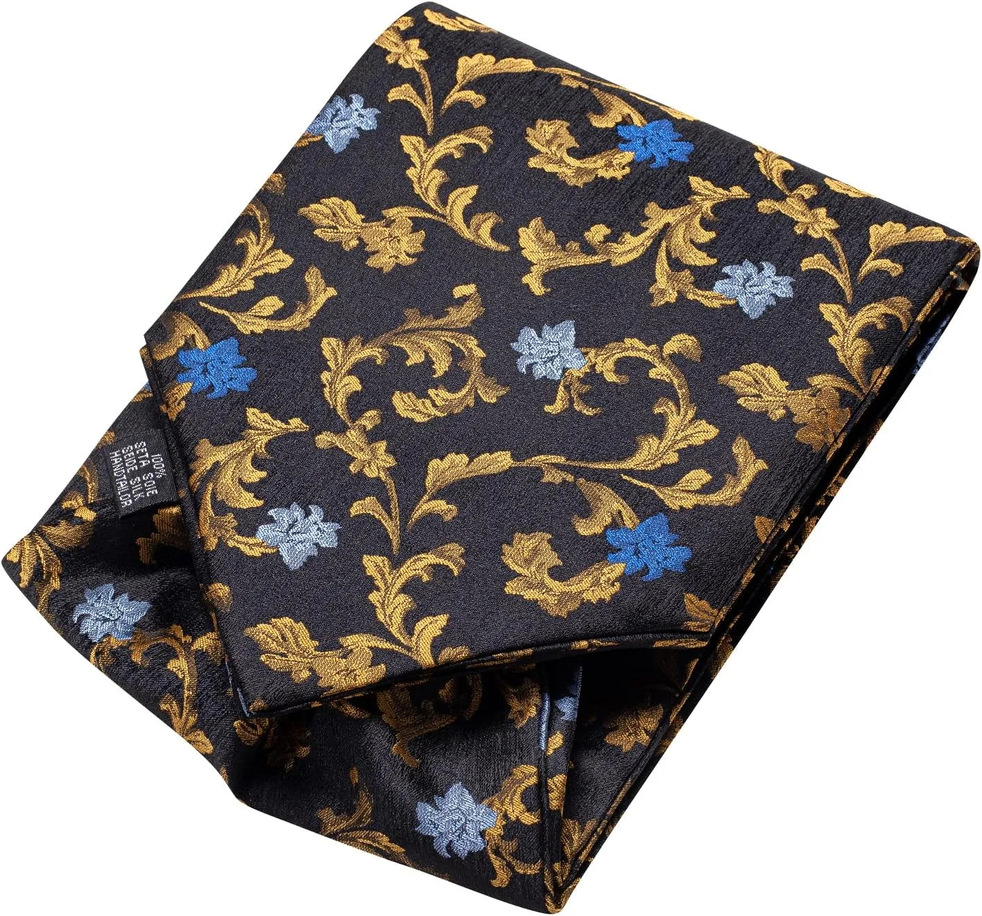 Hi-Tie Silk Ascot for Men Self Tie Men's Cravat and Flower Lapel Pin Handkerchief Cufflinks Set for Wedding Party