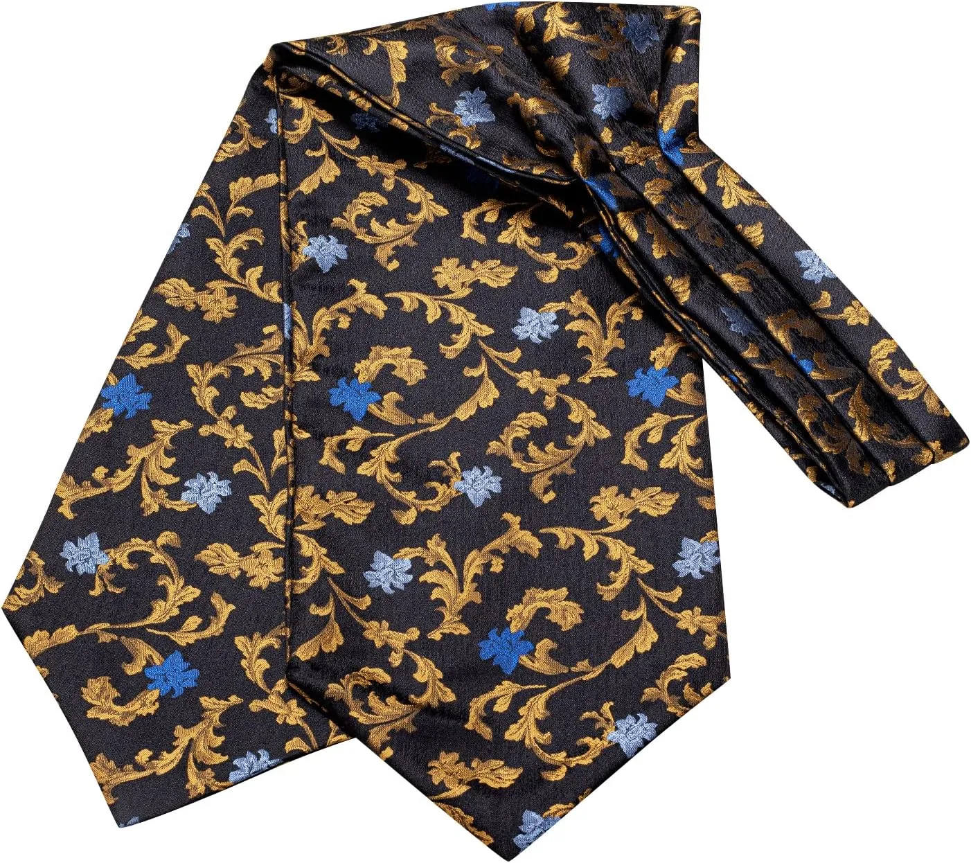 Hi-Tie Silk Ascot for Men Self Tie Men's Cravat and Flower Lapel Pin Handkerchief Cufflinks Set for Wedding Party