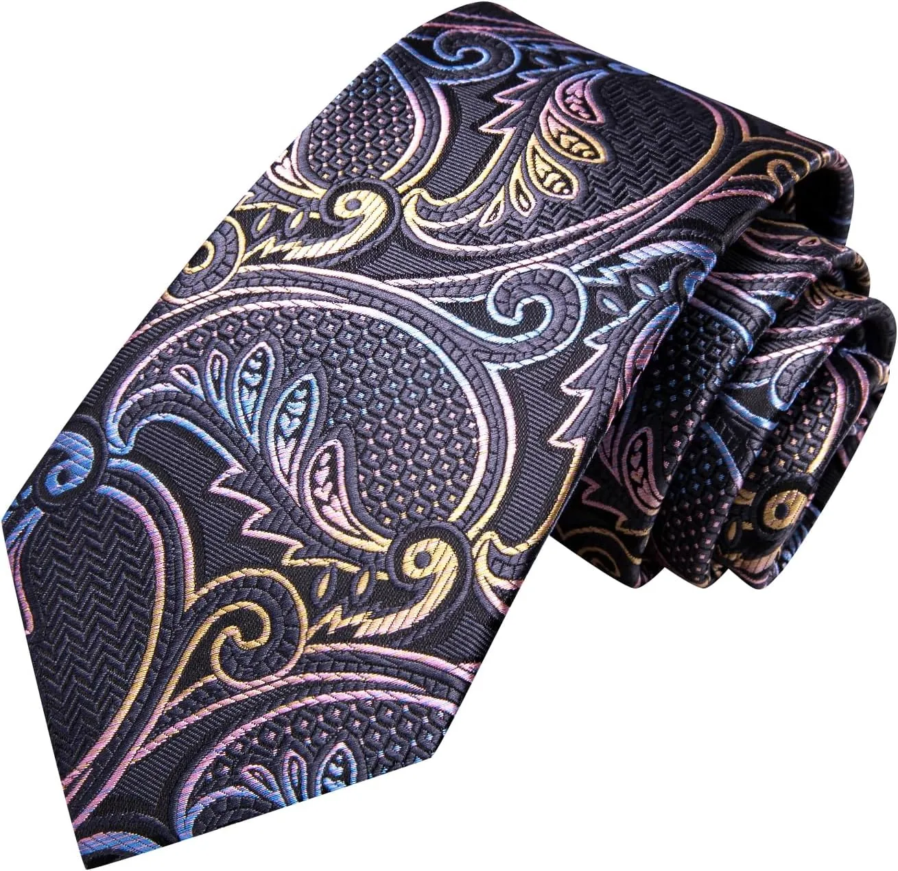 Hi-Tie Silk Paisley Ties for Men Necktie Pocket Square Cufflinks Set Foral Tie Sets Formal Business