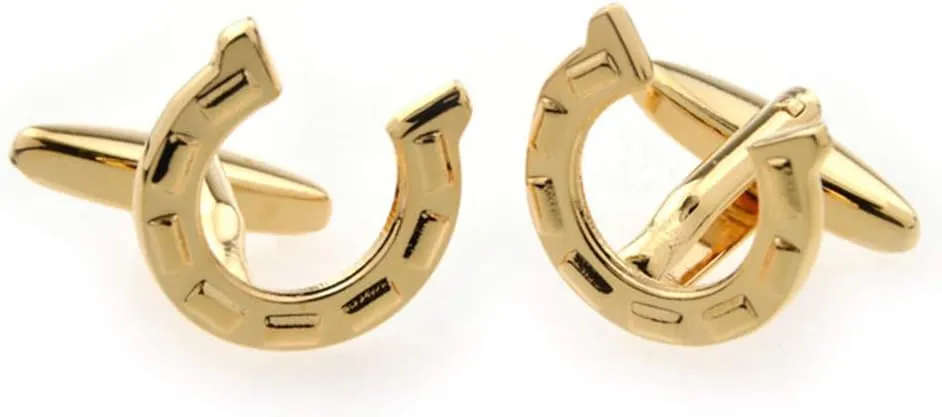 Horseshoe Horse Pair Gold Cufflinks