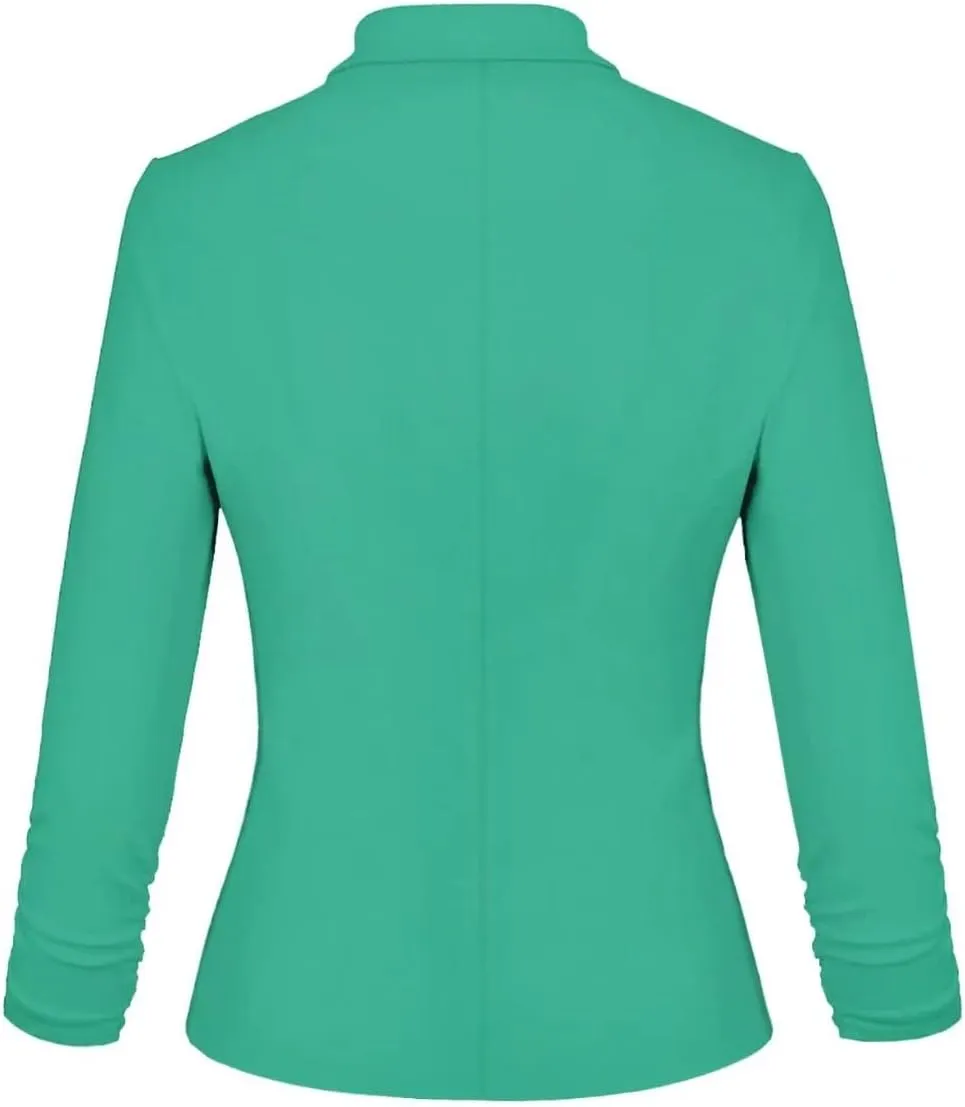 Hybrid & Company Women's Lightweight Casual Work Office Stretch Ponte Cardigan Blazer Jacket Made in USA
