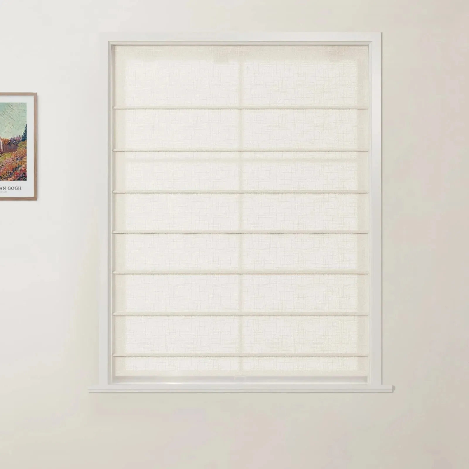Ian Linen Front Slat Roman Shade Cordless