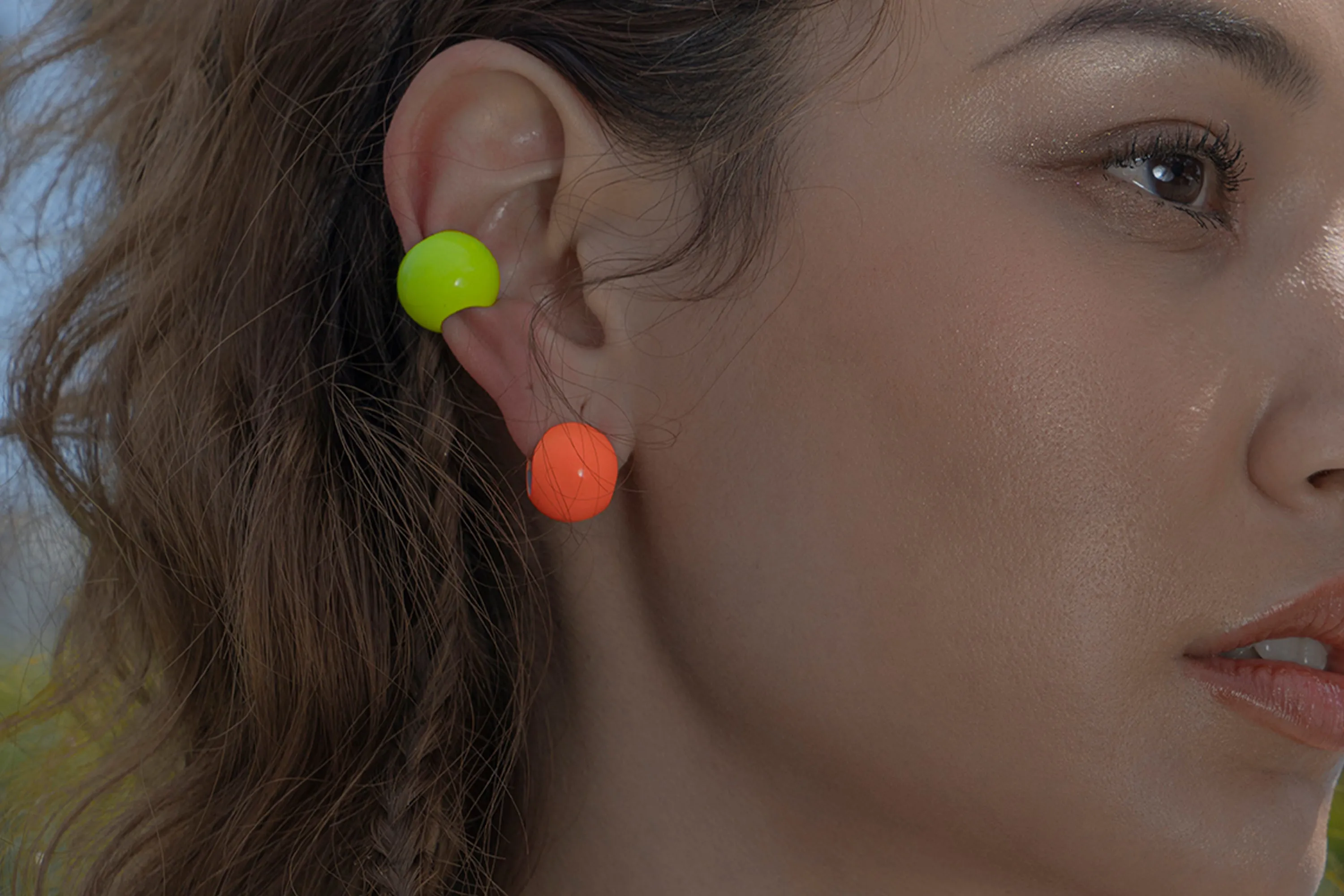 Iconic ear cuff   earring circle Neon orange
