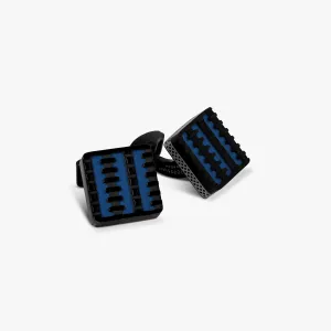 Jagged Elements Cufflinks In Blue With Black IP Plated & Stainless Steel