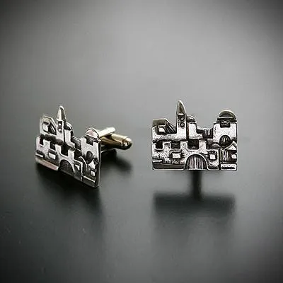 Jerusalem skyline design cufflinks in silver