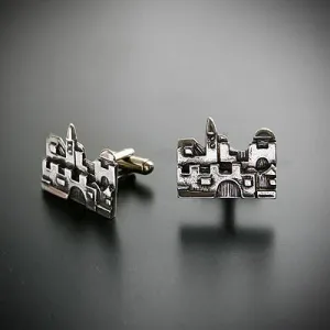 Jerusalem skyline design cufflinks in silver