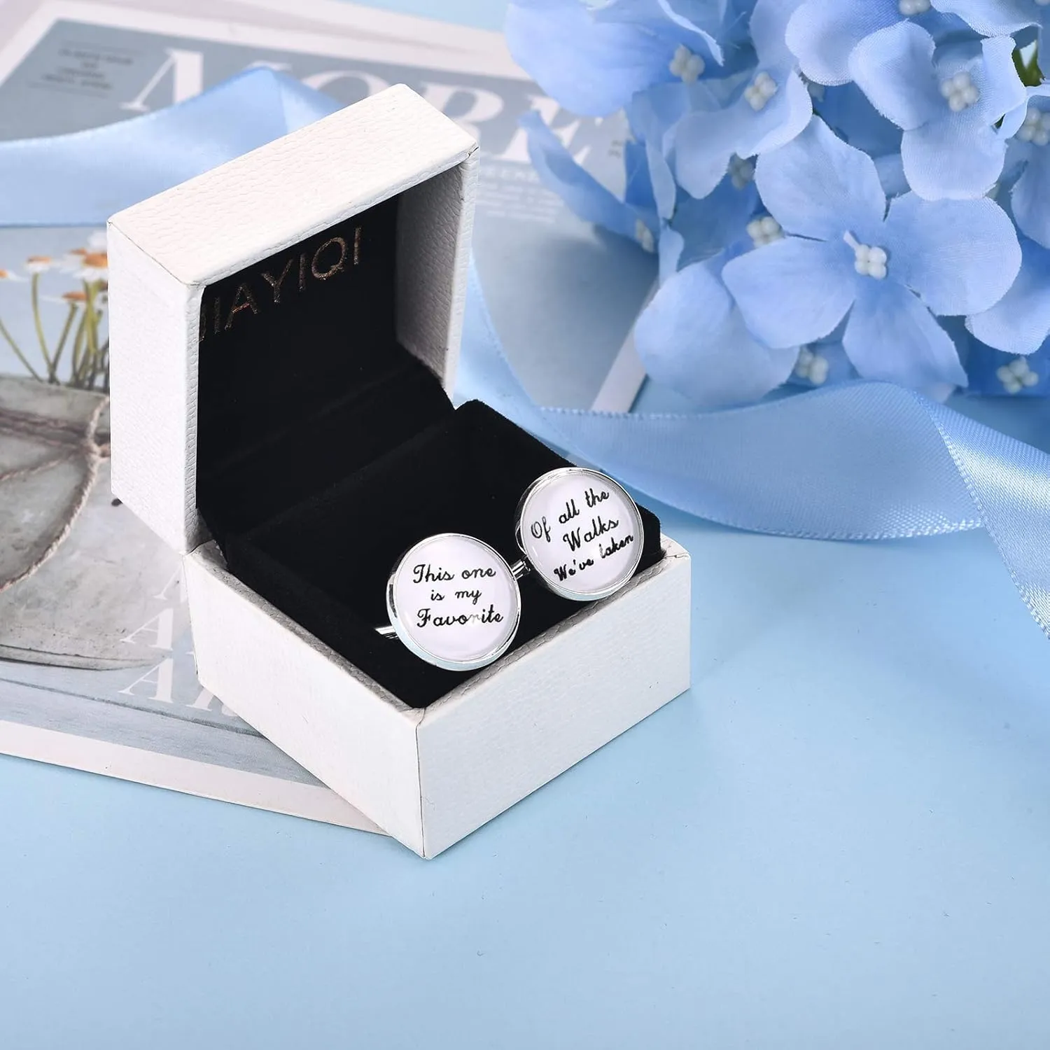 JIAYIQI Cufflinks for Dad Sweet Words Cufflinks for Men