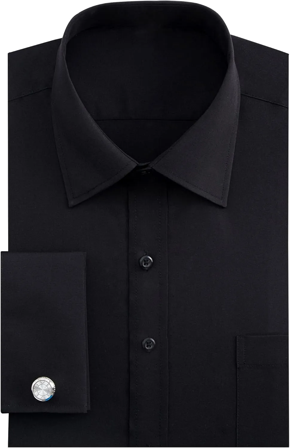 J.VER Men's French Cuff Dress Shirts Regular Fit Long Sleeve Spread Collar Metal Cufflink