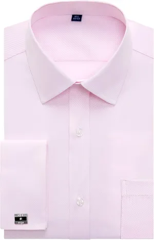 J.VER Men's French Cuff Dress Shirts Regular Fit Long Sleeve Spread Collar Metal Cufflink