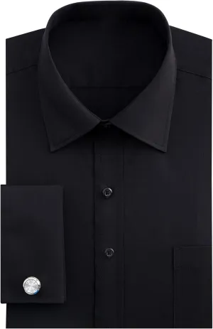 J.VER Men's French Cuff Dress Shirts Regular Fit Long Sleeve Spread Collar Metal Cufflink