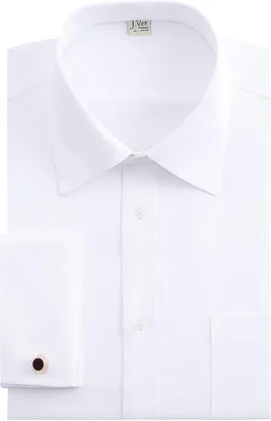 J.VER Men's French Cuff Dress Shirts Regular Fit Long Sleeve Spread Collar Metal Cufflink