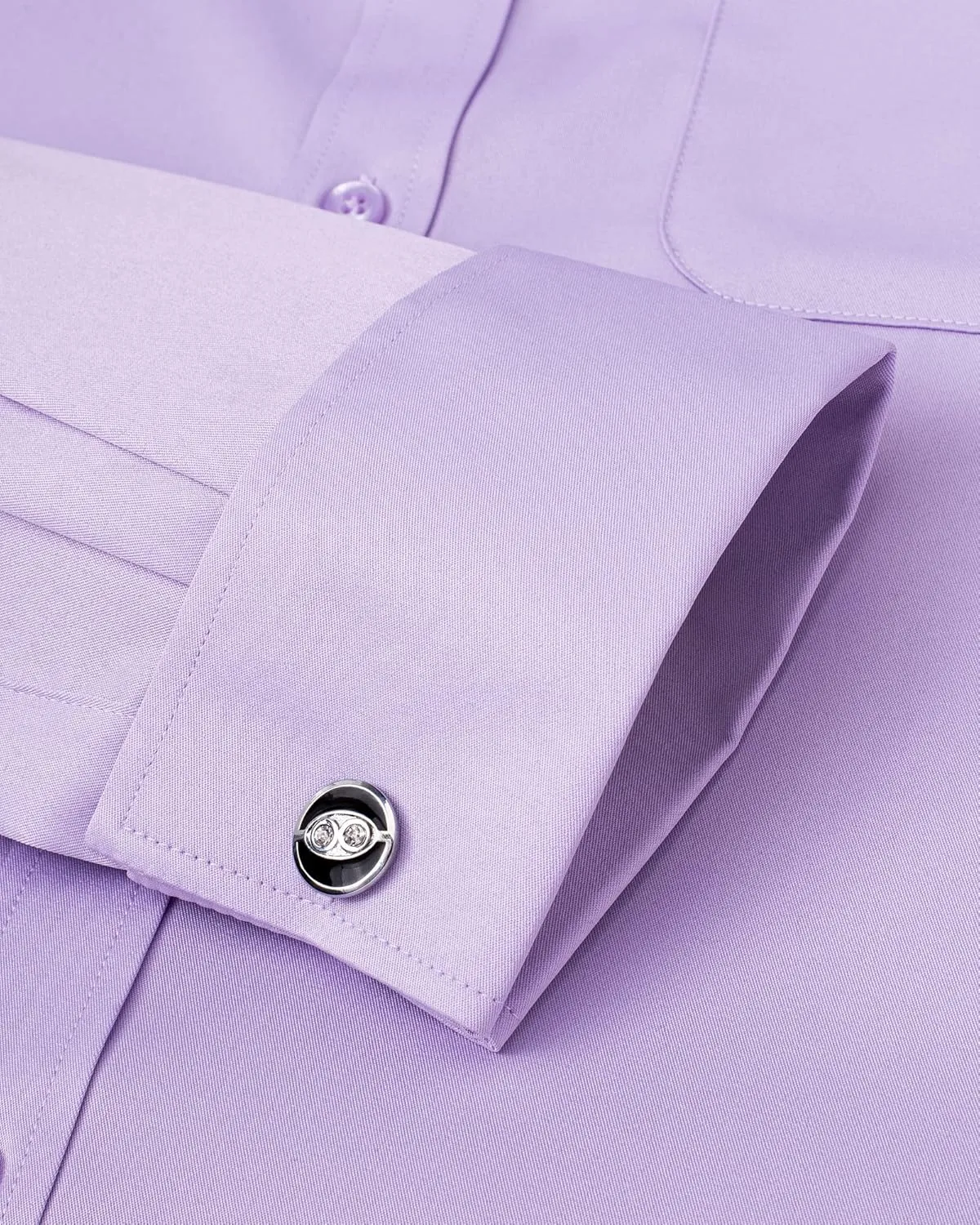 J.VER Men's French Cuff Dress Shirts Regular Fit Long Sleeve Spread Collar Metal Cufflink