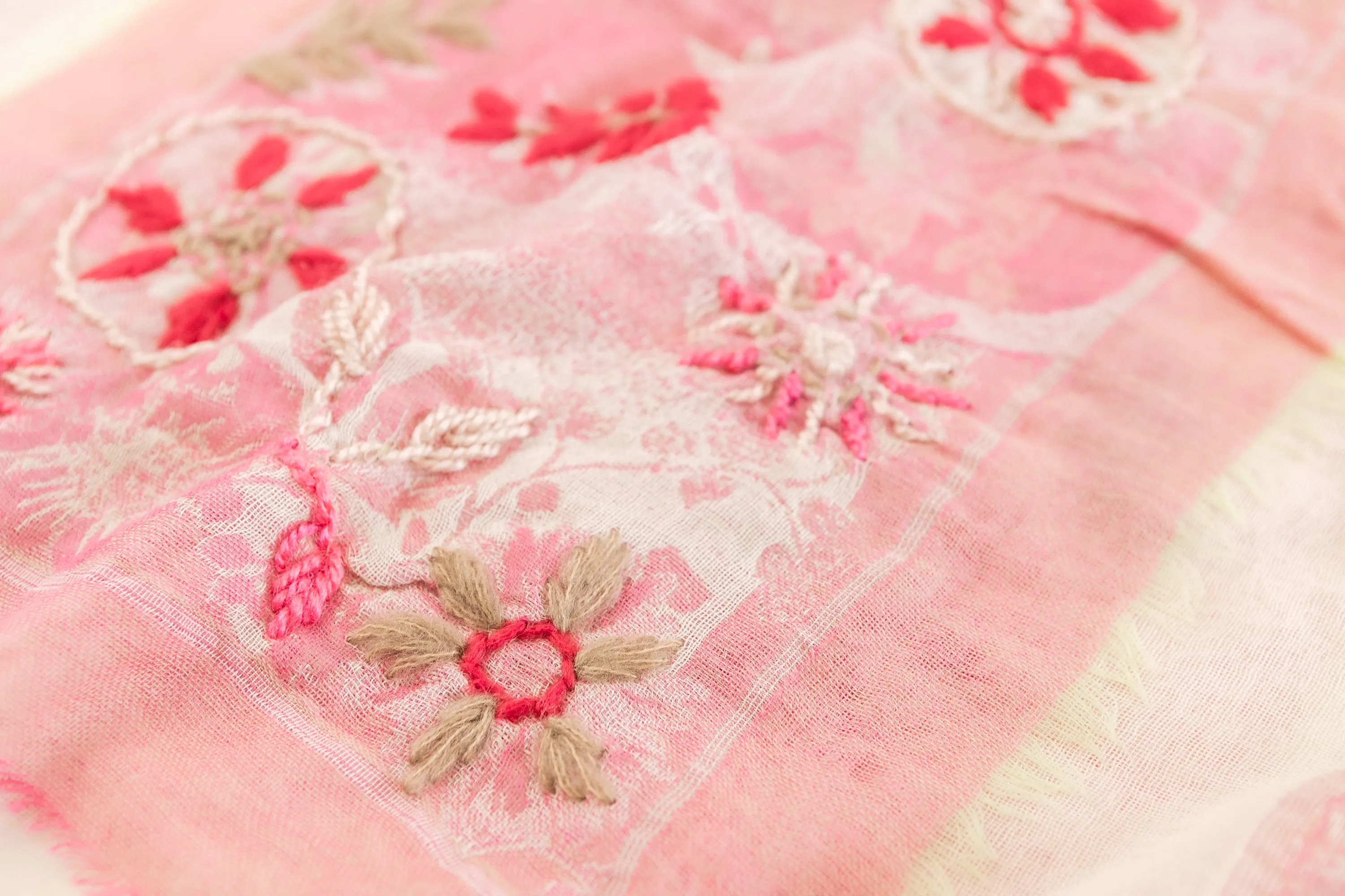 Layered Wool Embroidered Wrap