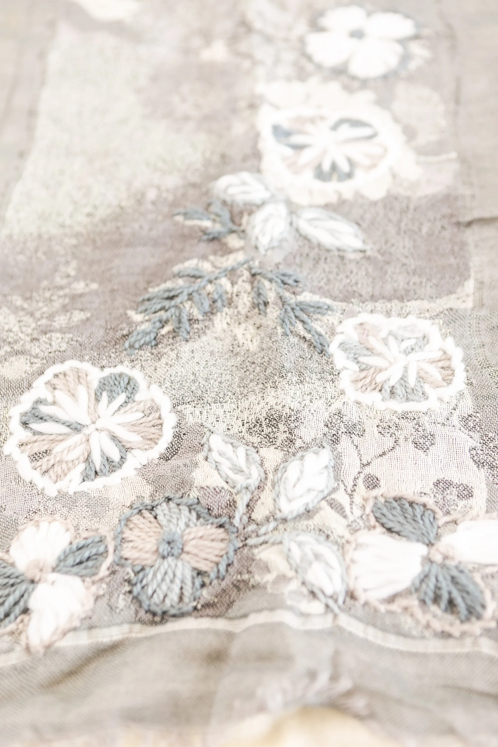 Layered Wool Embroidered Wrap