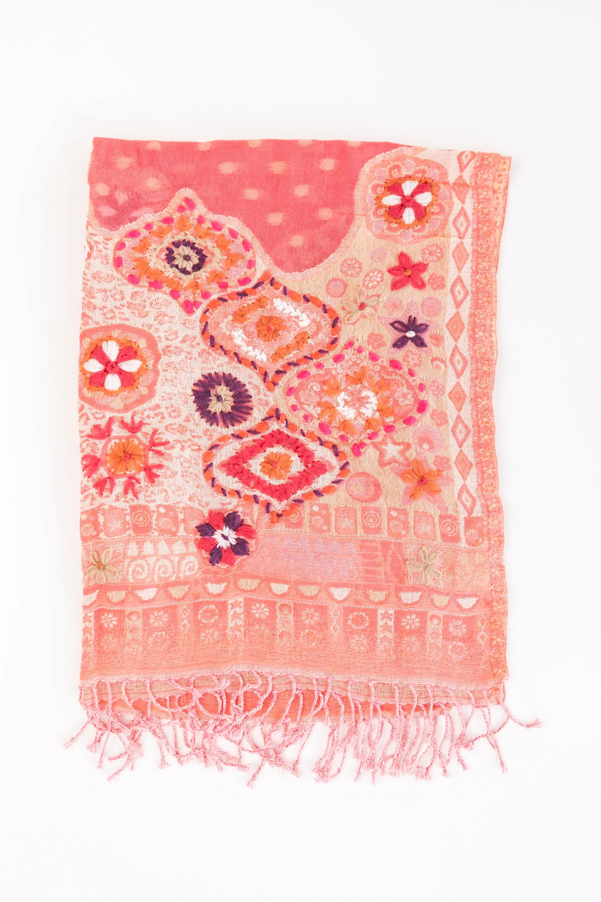 Layered Wool Embroidered Wrap