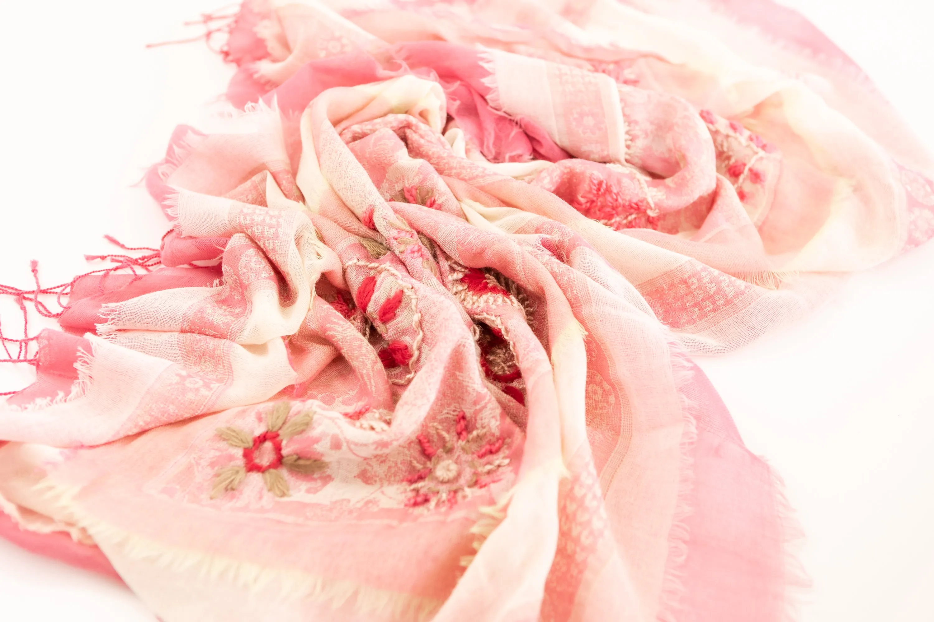 Layered Wool Embroidered Wrap
