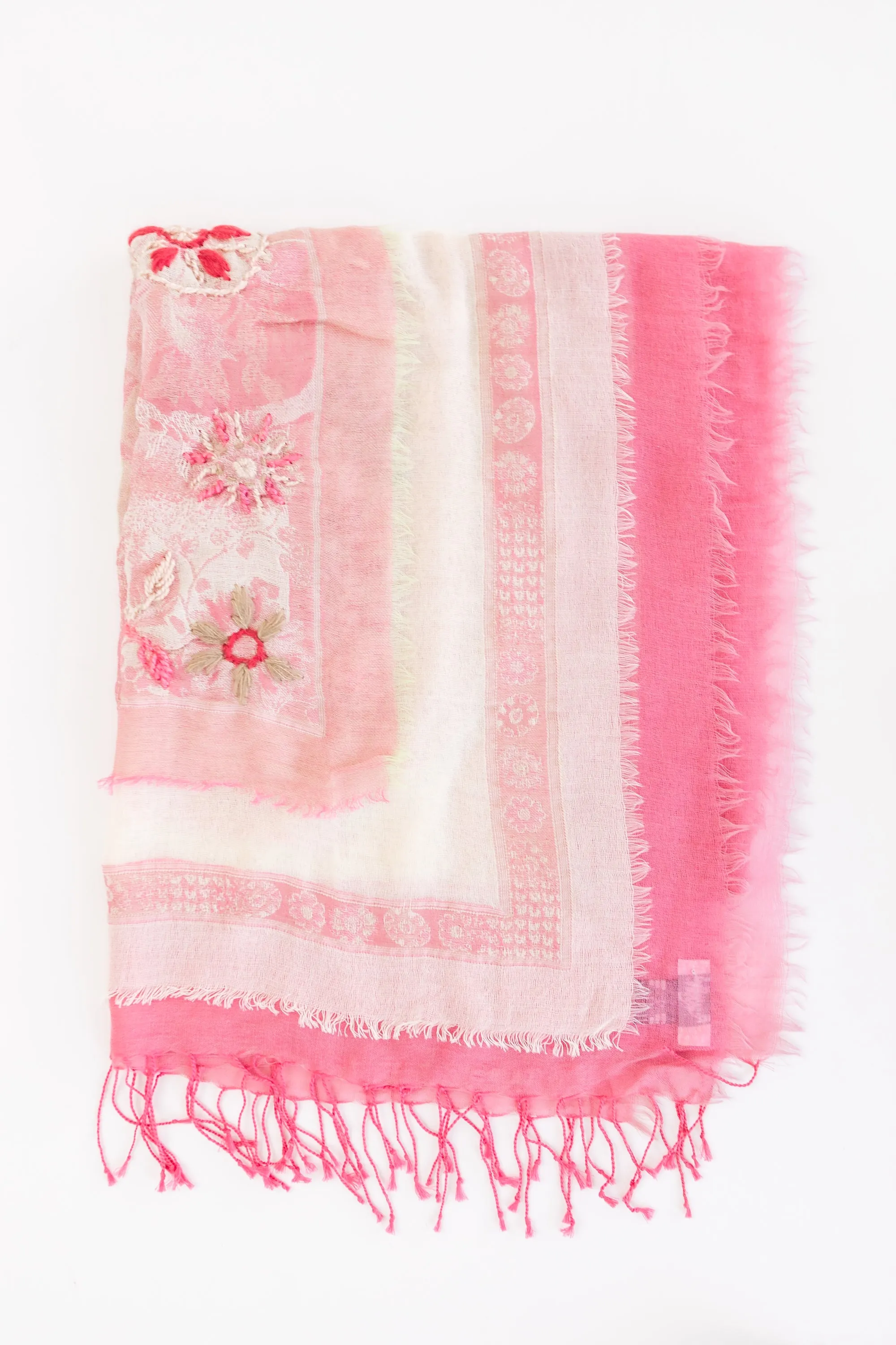 Layered Wool Embroidered Wrap