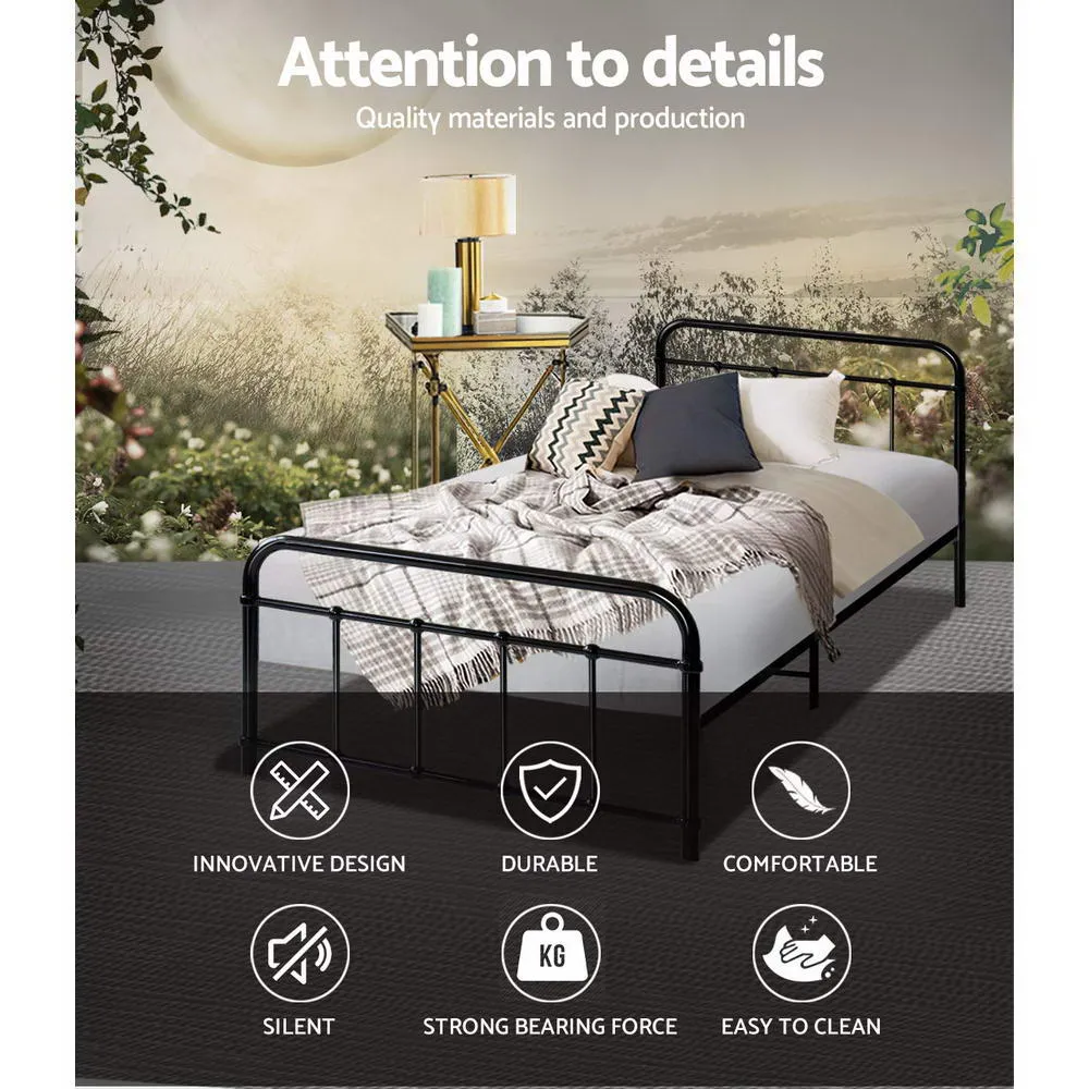 Leo Metal Single Bed Frame Black