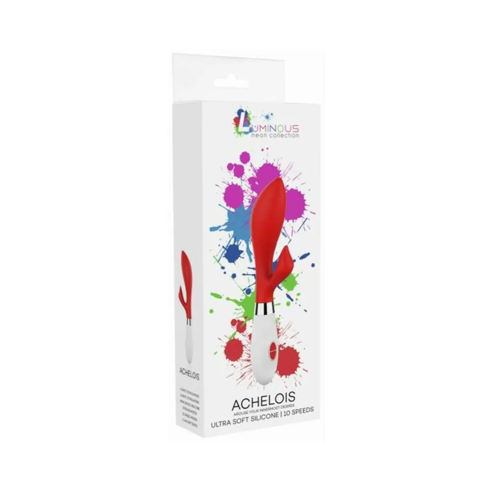 Luna Neon Achelois Ultra-soft Silicone Dual Stimulator Red