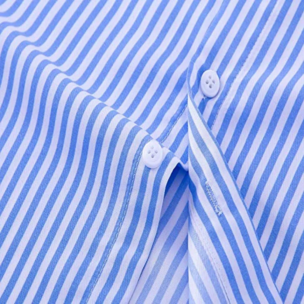 Men's Casual Business Vertical Striped Button Down Long Sleeve Dress Shirts