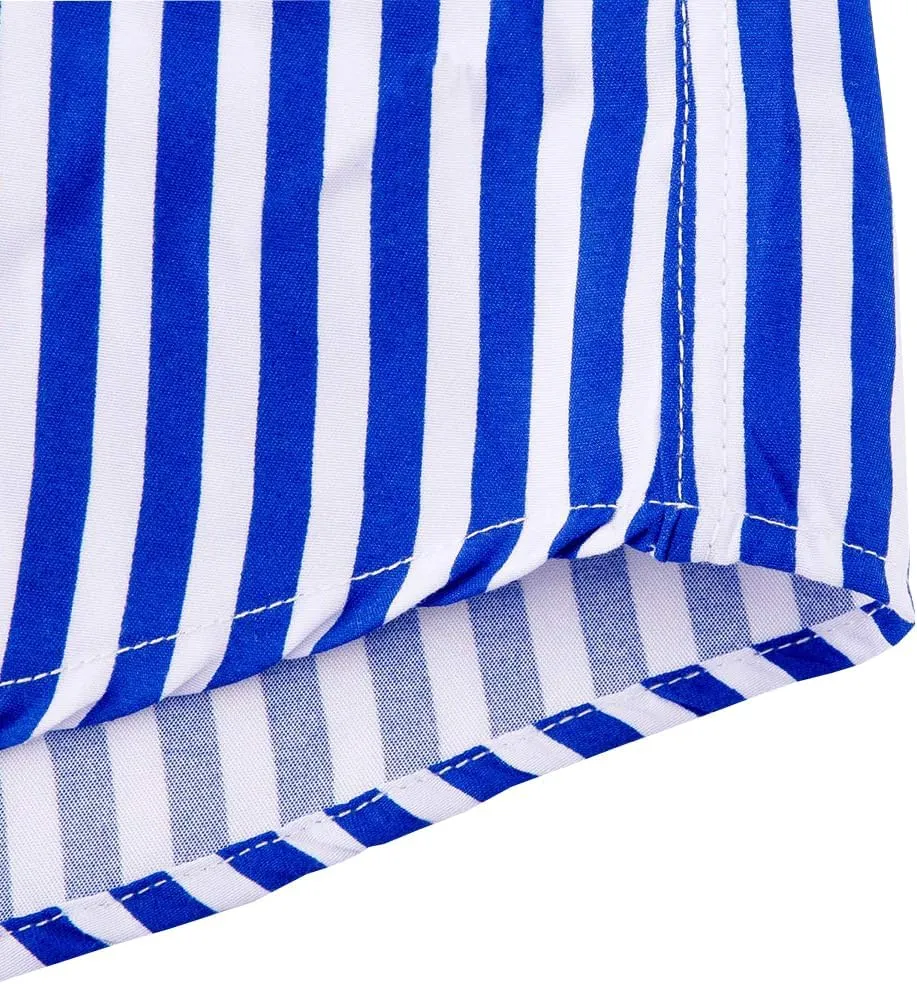 Men's Casual Business Vertical Striped Button Down Long Sleeve Dress Shirts