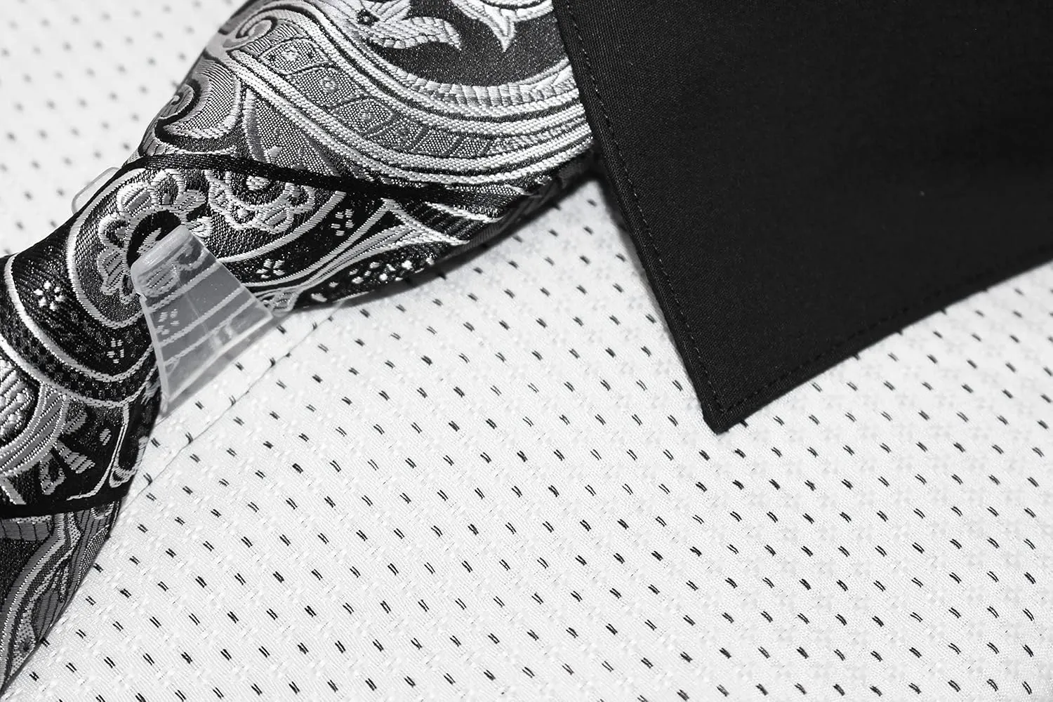 Men's Pin Dot Pattern Regular Fit French Cuffs Dress Shirts with Tie Hanky Cufflinks Combo