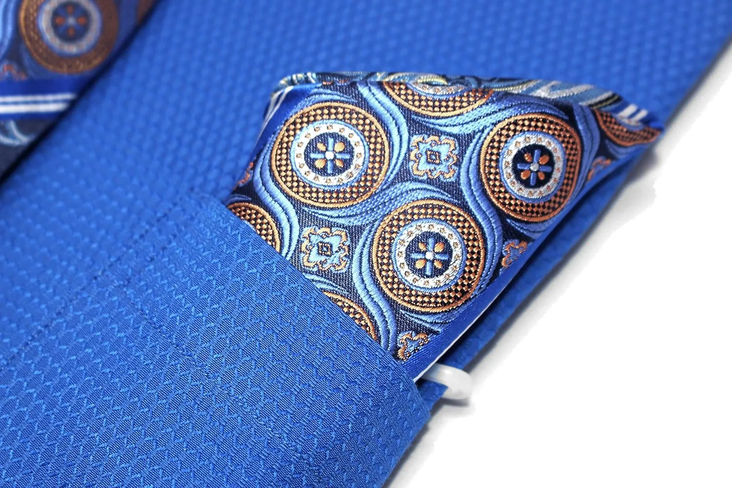 Men's Solid Micro Pattern Regular Fit Dress Shirts with Tie Hanky Cufflinks French Cuffs Combo