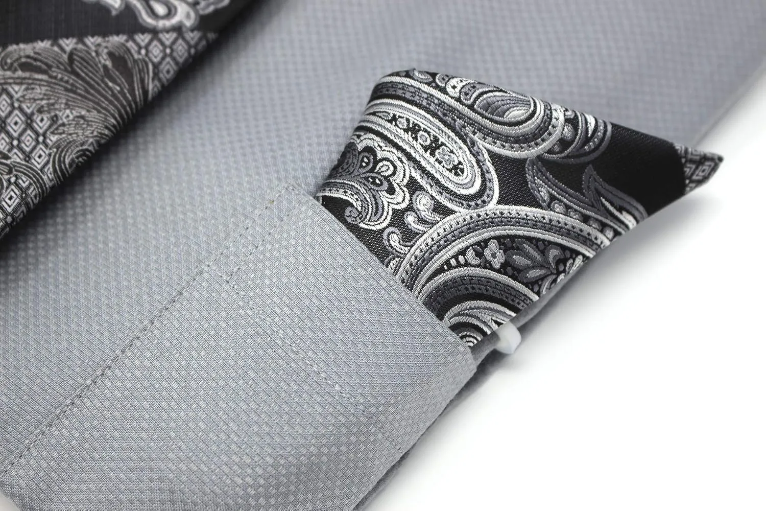 Men's Solid Square Pattern Regular Fit French Cuffs Dress Shirts with Tie Hanky Cufflinks Combo